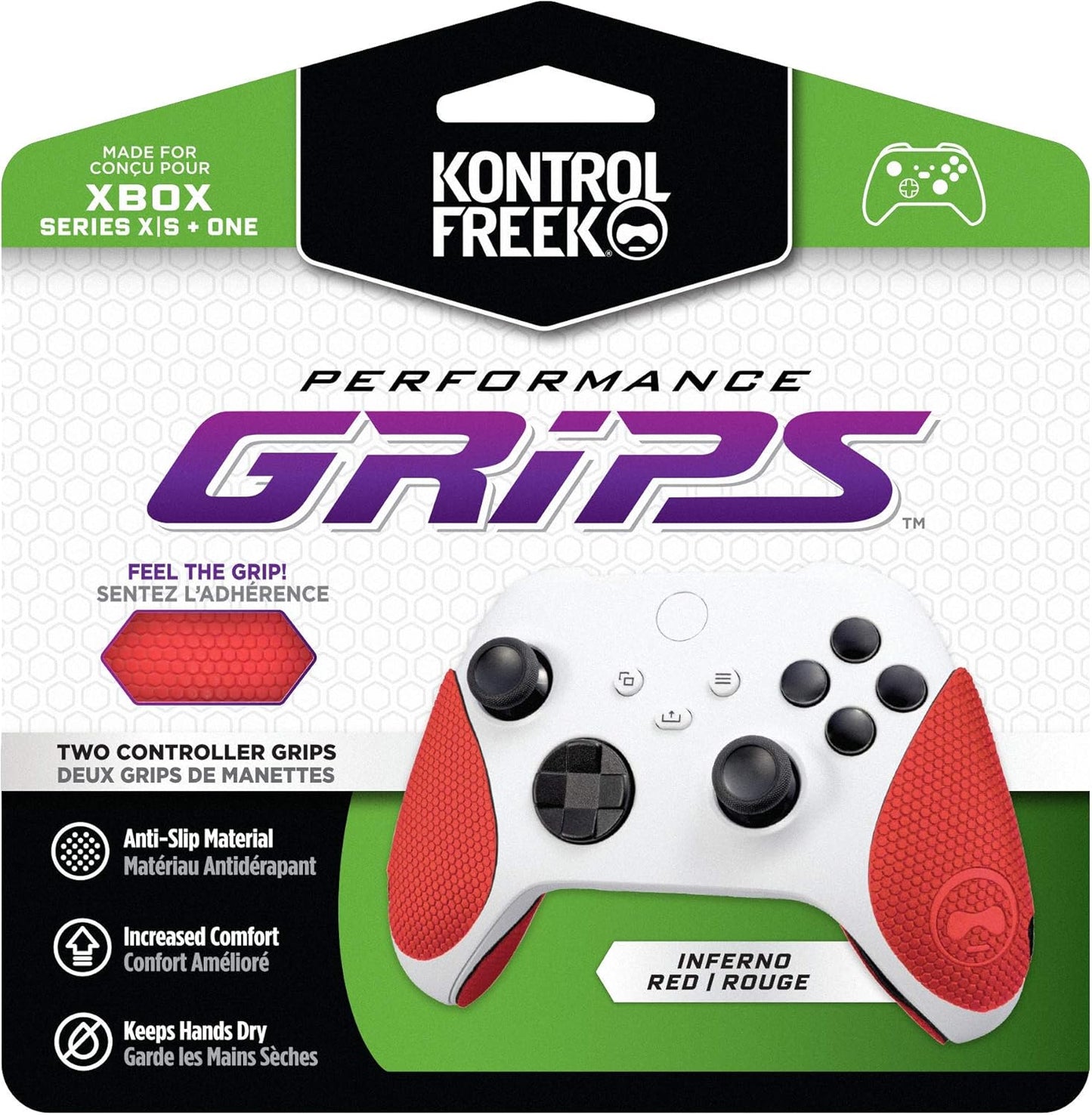 KontrolFreek Performance Grips for Xbox One and Xbox Series X Controller (Inferno Red)