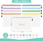 18pcs Mesh Zipper Pouch Bags, B5 Mesh Pouch, 9 Color Zipper Pouches for Organizing, Board Game Storage, Travel, School, Office