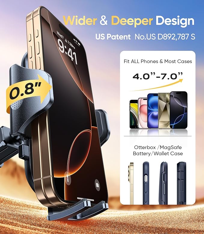 VICSEED Gold Phone Holders for Your Car, [True Military-Grade Strongest Suction Power], 3-in-1 Dashboard Windshield Vent, Truck Boat Stand Cell Phone Mount for iPhone Android All Phones