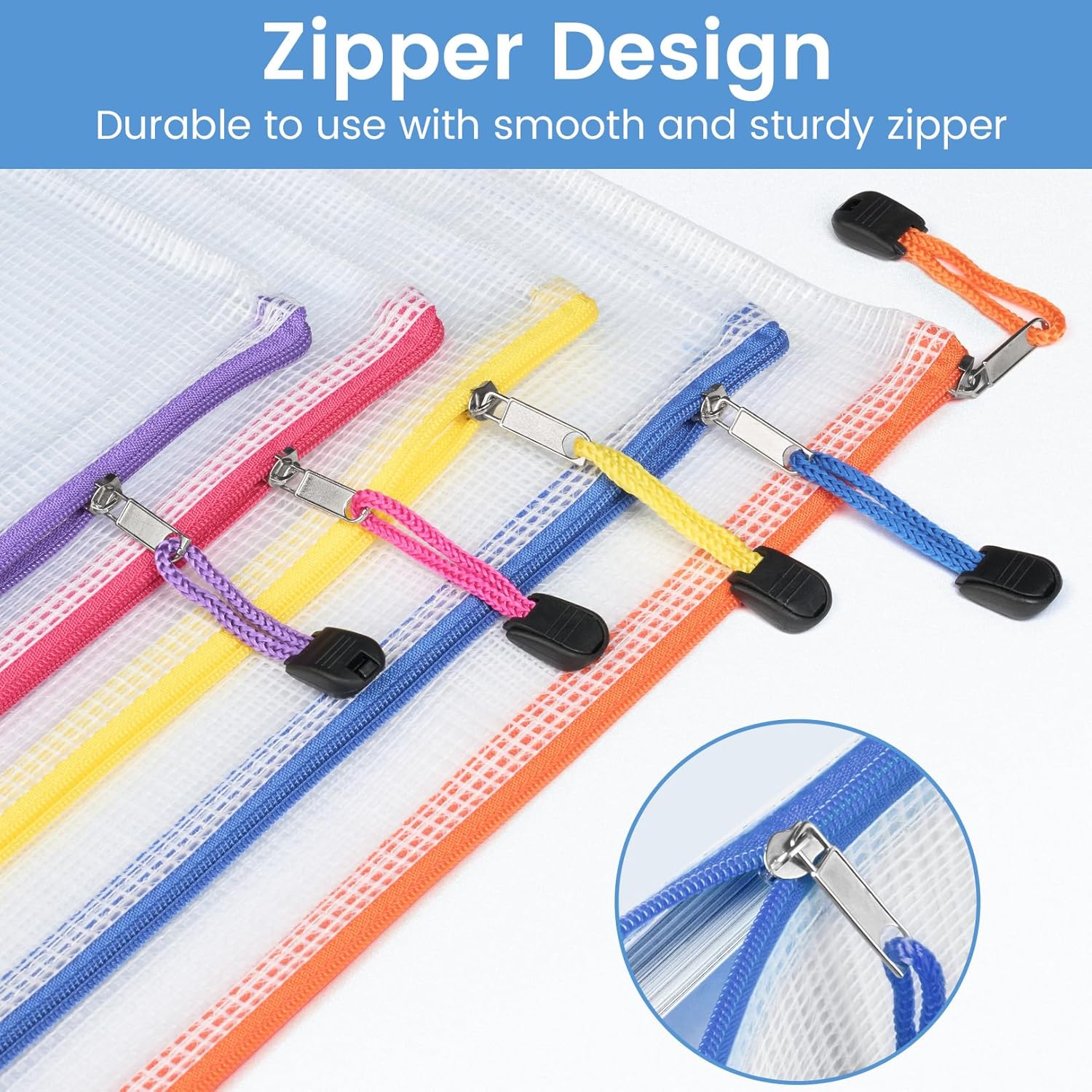 Sooez 24 Pack Mesh Zipper Pouch Bags with Label Pocket, A5 (9.4×6.8 in) Small Pencil Case Pouch for Organizing, Clear Plastic Pencil Pouches Bulk for School Supplies Storage, Money Envelopes for Cash