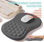2-in-1 Ergonomic Set, Wave Rise Keyboard Wrist Rest and Massage Bulge Slope Mouse Pad Wrist Support, Cushion Memory Foam Integrated to Relieve Wrist Pain, Deep Gray