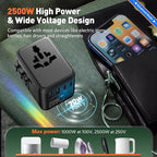 70W International European Travel Plug Adapter - HICHOR Fast Universal Travel Plug Adapter for US to Europe Worldwide Adaptor 1 AC Outlet 2 Type-A 3 Type-C EU UK Spain Australia Ireland Italy