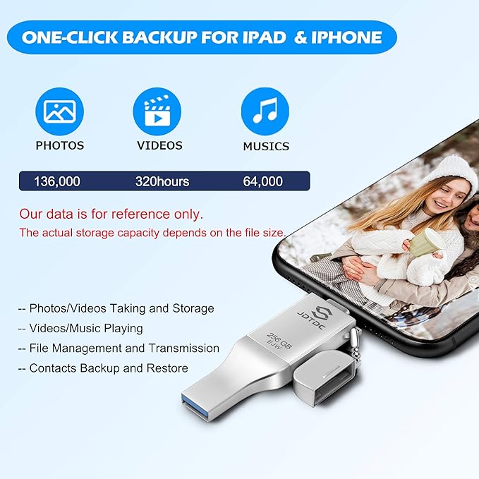 256GB Apple MFi Certified iPhone-Photo-Stick, 3 in 1 USB C Photo-Stick-for-iPhone-USB-Flash-Drive iPhone Memory-Stick Thumb Drives iPhone Backup Memory Stick for iPhone 16 15 14 13 12 iPad Android PC