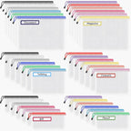 Umriox Mesh Zipper Pouch Bags, A4+A5+A6 (12 Colors, 36 Pack), Mesh Bags with Zipper, Storage Bags, Zipper Bags for Office Supplies Travel Storage