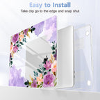Case for MacBook Pro 13 inch with/Without Touch Bar (2016-2022, M2 A2338 M1 A2289 A2251 A2159 A1989 A1706 A1708), Hard Shell + Keyboard Cover + Dust Plug - Purple Flower