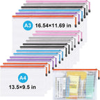 Mesh Zipper Pouch,Waterproof Zipper Bags,18pcs Document Folders,for Puzzle Board Game Storage,for School Office Supplies.