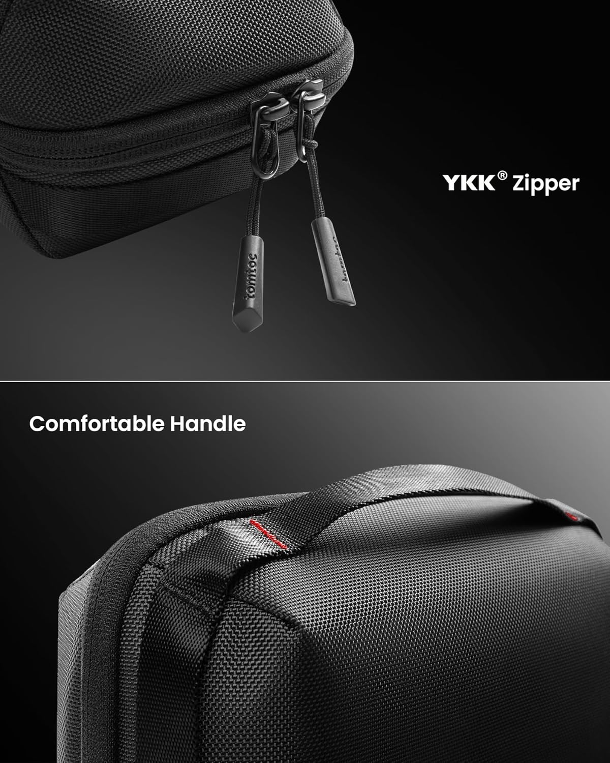 tomtoc Electronic Organizer Accessory Pouch for MacBook Charger, Cables, Power Bank, Hard Drive, Cords, Water-resistant Storage Bag with Removable Card Slots for USB Adapter, Memory Card, Black