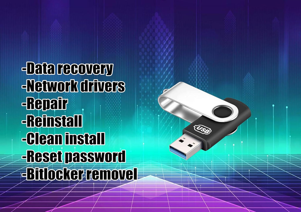 Techshoppro Bootable Win 11/10 / 8.1/7, USB Driver 3.2 for Reinstall Win, Reset Password, Network Drive,Supported UEFI and Legacy, Data Recovery, Repair Tool Bitlocker Removal