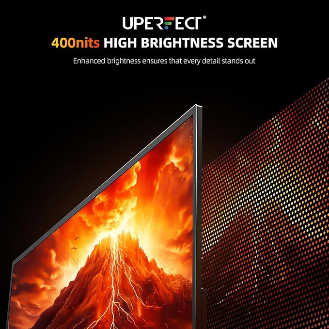 UPERFECT Portable Monitor 4K 23.8" | 400 Nits 24" Large Monitor | 3840 * 2160 UHD 125% sRGB | 1MS FreeSync | USB-C & HDMI | VESA & Kickstand | Second Screen for Computer, Mini PC, Game Consoles