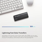 Timetec 1TB Portable External SSD USB3.2 Gen2 Type C Up to 550MB/s Ultra-Light Aluminum Mini External Solid State Drive with USB C to A Cable/USB A to C Adapter for Desktops/Laptop/Mac/Mobile - Black