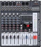 Boytone BT-60MX, 6 Channel Bluetooth Audio Mixer - DJ Sound Controller, USB MP3 Player, 4 XLR Microphone Jack, 7 Band EQ, 16 DSP Digital Multi Effects Processor, RCA IN-OUT Jack, 48V Phantom Power