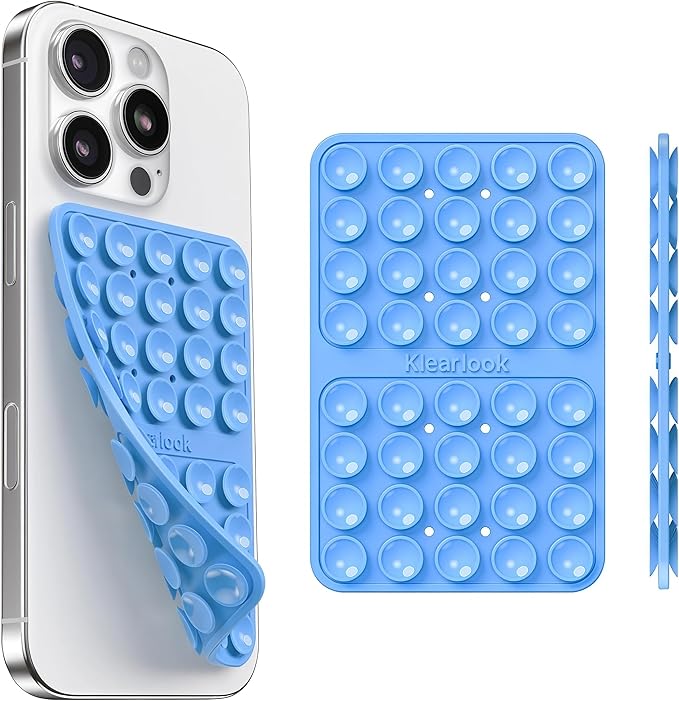 Klearlook Silicone Suction Cup Phone Case Mount Double Sided, Silicon Sticky Phone Grip with Higher Suction for Cell Phone, Hands-Free Phone Accessories Holder for Selfies and Videos, Navy Blue