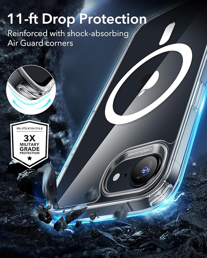 ESR for iPhone 16e Case, Compatible with MagSafe, Shockproof Military-Grade Protection, Magnetic Phone Case for iPhone 16e, Classic Hybrid Case,Clear