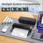 2025 Portable Printers Wireless for Travel, Inkless Thermal Printer Support 8.5" x 11"& A4, Mobile Printers with Carry Case, Bluetooth Portable Printer for Office,Travel,School,Car,Home,Black