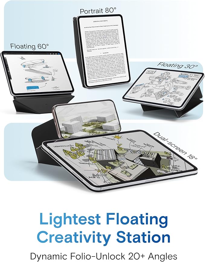 MOFT Dynamic Folio Case for iPad A16 11th Generation 11 Inch 2025/ iPad 10th Generation 10.9 Inch 2022, Silm Magnetic Stand Case with 20+ Viewing Angles, Auto Wake/Sleep, Ultra Thin, Jet Black