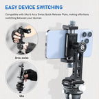 Ulanzi MA53 Metal Tripod Phone Mount, Smartphone Tripods Adapter with Arca Swiss/Uka Port, 2 Cold Shoe, 360° Cellphone Tripod Mount, iPhone Samsung Holder for Photo Video Vlogging Rig