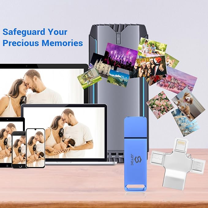 128GB Auto-Photo-Backup-Stick for All Device Secure Picture-Saver-Flash-Drive Universal Photo Video Backup Device Photo-Saver-Thumb-Drive iPhone-Backup-Storage Computer-Photo-Stick iPad-Backup-Memory