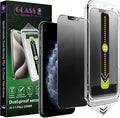 (2-Pack Matte Privacy Anti-Spy Screen Protector for iPhone 11 Pro Max/XS Max (6.5-Inch),9H Tempered Glass,Anti-Glare,Full Coverage,Anti-Fingerprint,Auto Dust Removal,Bubble-Free