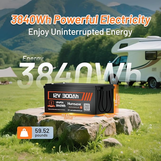 Bluetooth 12V 300Ah Battery LiFePO4 Lithium Built-in 100A BMS, 15000 Deep Cycles Battery 3840Wh with Low-Temp Protection for RV Marine Trolling Motor Home Energy Storage Off-Grid Living, 2 PACK