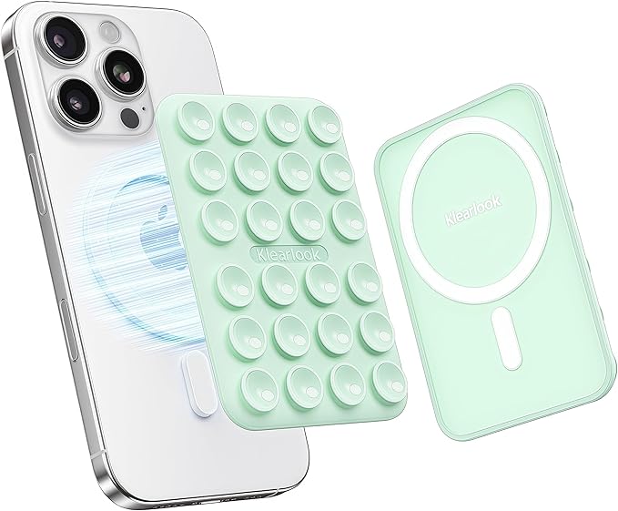 Klearlook Magnetic Suction Phone Mount for MagSafe Case, Removable Sticky Phone Grip Holder for Hands-Free Makeup/Selfie/Live Streaming/Vlog for TikTok & Instagram Influencer/Creator, Light Green