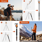 80/85 inches Heavy Duty Tripod for Camera and Phone, 85" Camera Monopod Tripods, DSLR Binoculars Spotting Scope Camcorders Video Tripod Stand, 360 Degree Ball Head, 35 lbs Loads