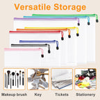 12pcs Mesh Zipper Pouch Bags, Waterproof A4 Letter Size Puzzle Bag for Organizing, Storage, Board Games and Office Supplies, 12 Colors