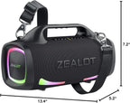 ZEALOT Bluetooth Speaker, 110W Peak(100W) Booming Sound Speakers Wireless, Dual Pairing, XBass, Bluetooth 5.3, 24000mAh Power Bank, Portable Outdoor Waterproof Speaker for Camping, Beach and Party