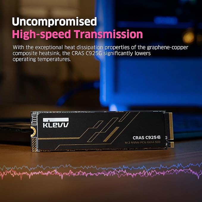 KLEVV CRAS C925G 2TB M.2 2280 NVMe PCIe Gen4x4 Internal Gaming SSD with Graphene Heatsink, Compatible with PS5, up to 7400MB/s (K02TBM2SP0-25G)