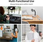 ELETIUO Pencil Holder For Most Pens,Pencils,Self-Adhesive Stick To Notebooks,Diary,Desks,Whiteboards Or Any Surface,Silicone Pen Holder For Home,Office And Desk Organization,White