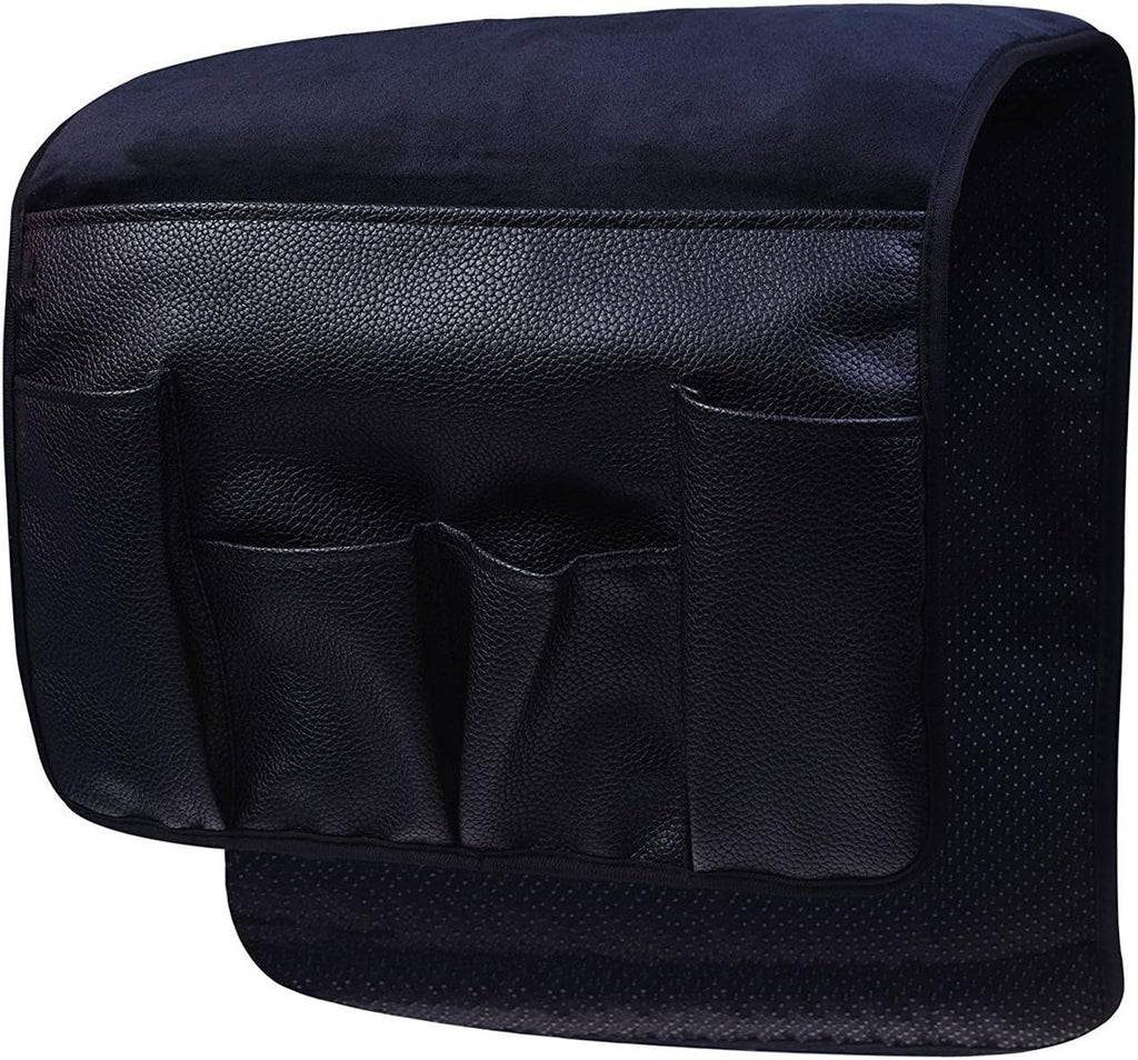 Wanty Velvet Sofa Couch Chair Armrest Soft Caddy Organizer Holder for Remote Control, Cell Phone, Book, Pencil (Black)