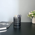 Metal Mesh Pen Pencil Cup Holder Stand Office Desk Organizer Stationery Caddy Makeup Brush Holder, Black (Large)