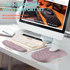2-in-1 Ergonomic Set, Wave Rise Keyboard Wrist Rest and Massage Bulge Slope Mouse Pad Wrist Support, Cushion Memory Foam Integrated to Relieve Wrist Pain, Purple