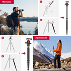 Victiv 80/85 inches Heavy Duty Tripod for Camera and Phone, 85" Camera Monopod Tripod, DSLR Binoculars Spotting Scope Camcorders Video Tripod Stand, 360 Degree Ball Head, 35 lbs Loads