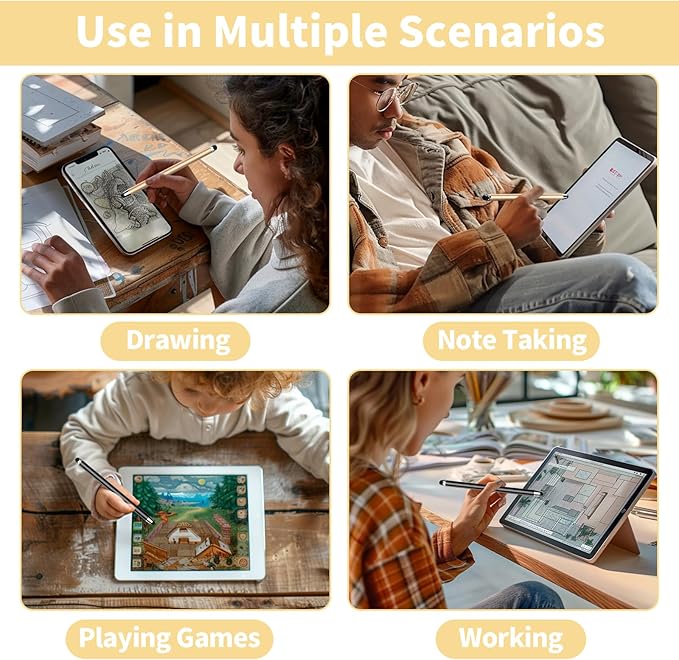 10 PCS Stylus,Stylus Pen for Touchscreen,Stylus 2-in-1 High Sensitivity & Precision Suitable for All Touch Screens of iPhone/ipad/Android Tablets(10 Stylus Pen Gold/Black + 20 Tips)