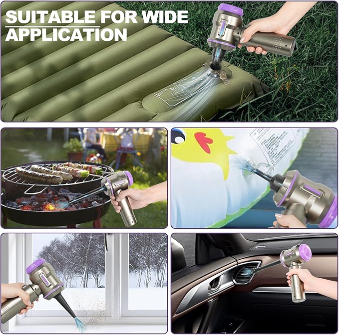PeroBuno Electric Air Duster, Mini Vacuum Cleaner Cordless, 2-in-1, 200000RPM, 35mins Runtime, Rechargeable Outdoor Blower with 3 Gear for Car Computer Keyboard Cleaning