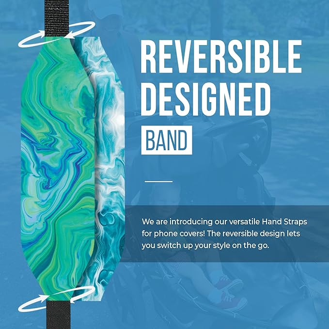 Phone Grip Strap - Reversible Finger Holder for Phone Back, Customizable Anti-Slip Design, Wireless Charging Compatible Detachable Holder for iPhone - Ripple Opal