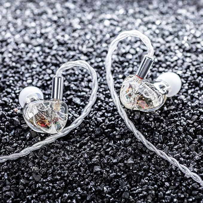 Kiwi Ears Orchestra Lite in Ear Monitor, Custom 8BA HiFi Earphone, Studio Monitor Headphone, Wired Earbuds with Detachable OFC Cable, Handcrafts Faceplate for Audiophile Musician (Clear)