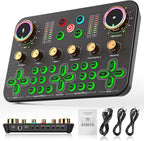 Facmogu K600 Gaming Audio Mixer, Streaming Audio Mixer with XLR Microphone Support, DJ Mixer Built-in 48V Phantom Power, Live Sound Card for PC Phone Live Streaming Podcasting Karaoke Tiktok YouTube