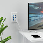 FGB 6-Port Keystone Wall Plate 20-Pack, Low-Profile Single Gang Wall Plates for RJ45, HDMI, and Coax Keystone Inserts, White