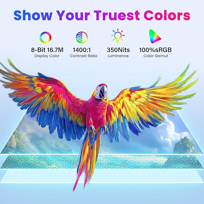 Portable Monitor 4K 15.6 inch UHD 3840X2160 100% sRGB USB-C HDMI IPS HDR External Second Screen Portable Travel Monitor for Laptop MacBook PS5/4 Xbox with Speakers, VESA Compatible