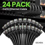 GEARit Cat 6 Ethernet Cable Pack - 24-Pack 3 ft Cat6 Ethernet Patch Cables | RJ45 Network Patch Cable, 10 Gbps Snagless Gold-Plated Connectors - Ethernet Cable Cat 6 for PC, TV, Router - Black
