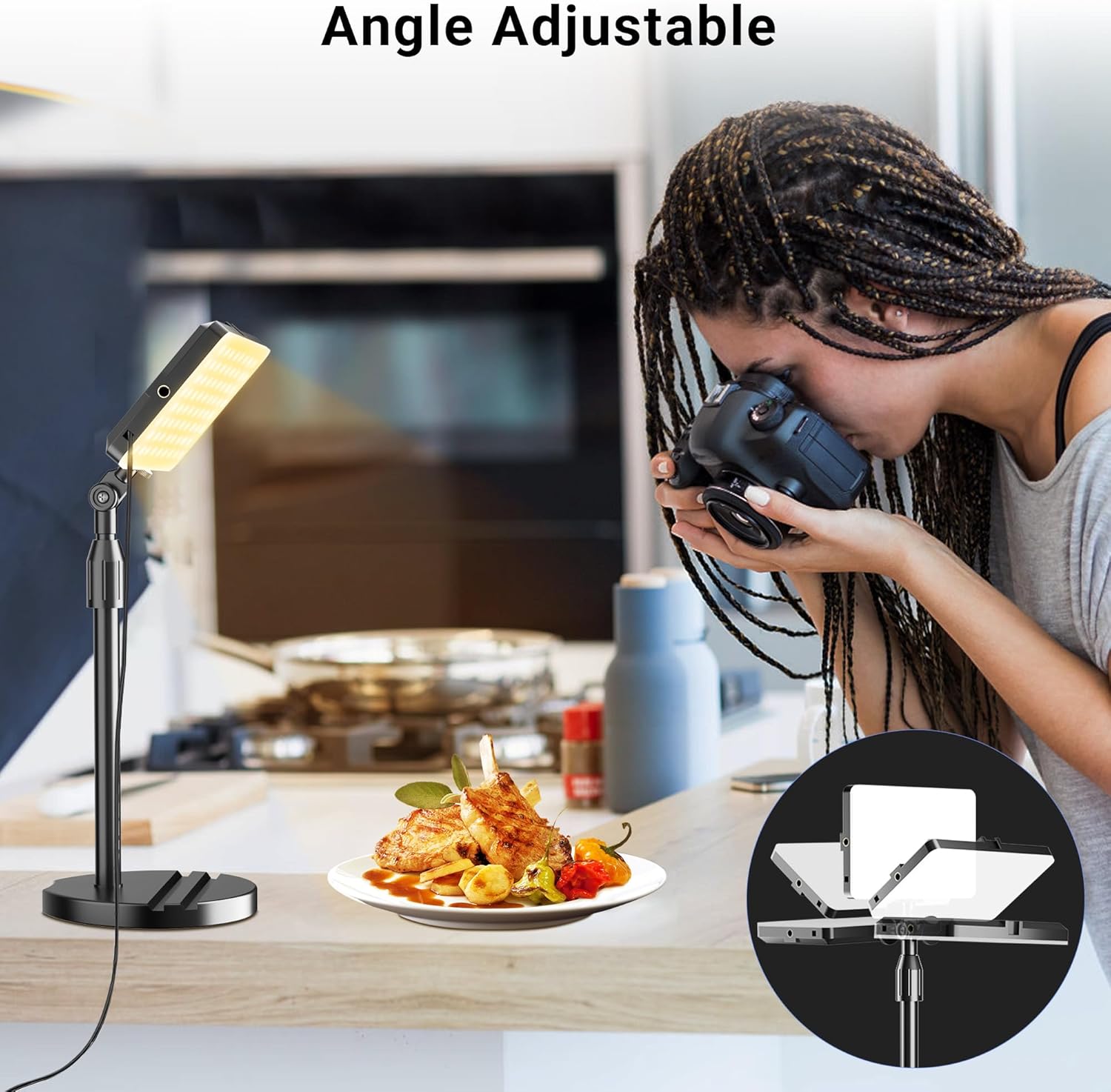 2-Pack LED Video Light with Stand, Home Studio Back Lights, Photo Lights with Color Filters for Close Photography Lighting YouTube Video Recording, Desk Game Steaming