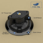 Suction Cup Mount, Windshield Suction Mount Bracket, Single Suction Base with 1/4" Female Threaded for Magic Arm Gopro Adapter