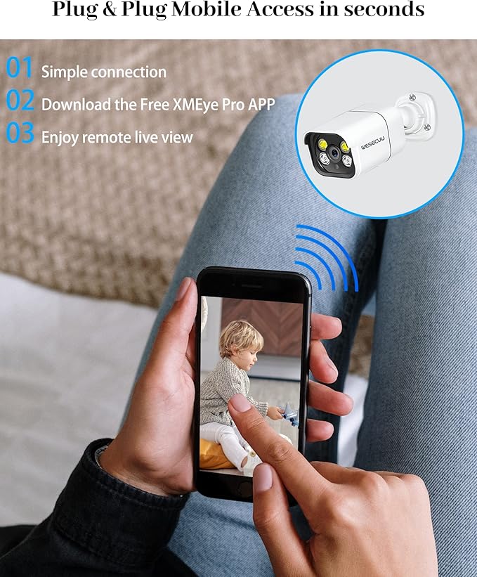 16CH ExpandableWESECUU Poe Security Camera System, 4K CCTV Camera Security System 8pcs IP Home Security Cameras Outdoor, 2-Way Audio, Human Detection, with 3TB HDD for 24-7 Recording (POE8 KIT)