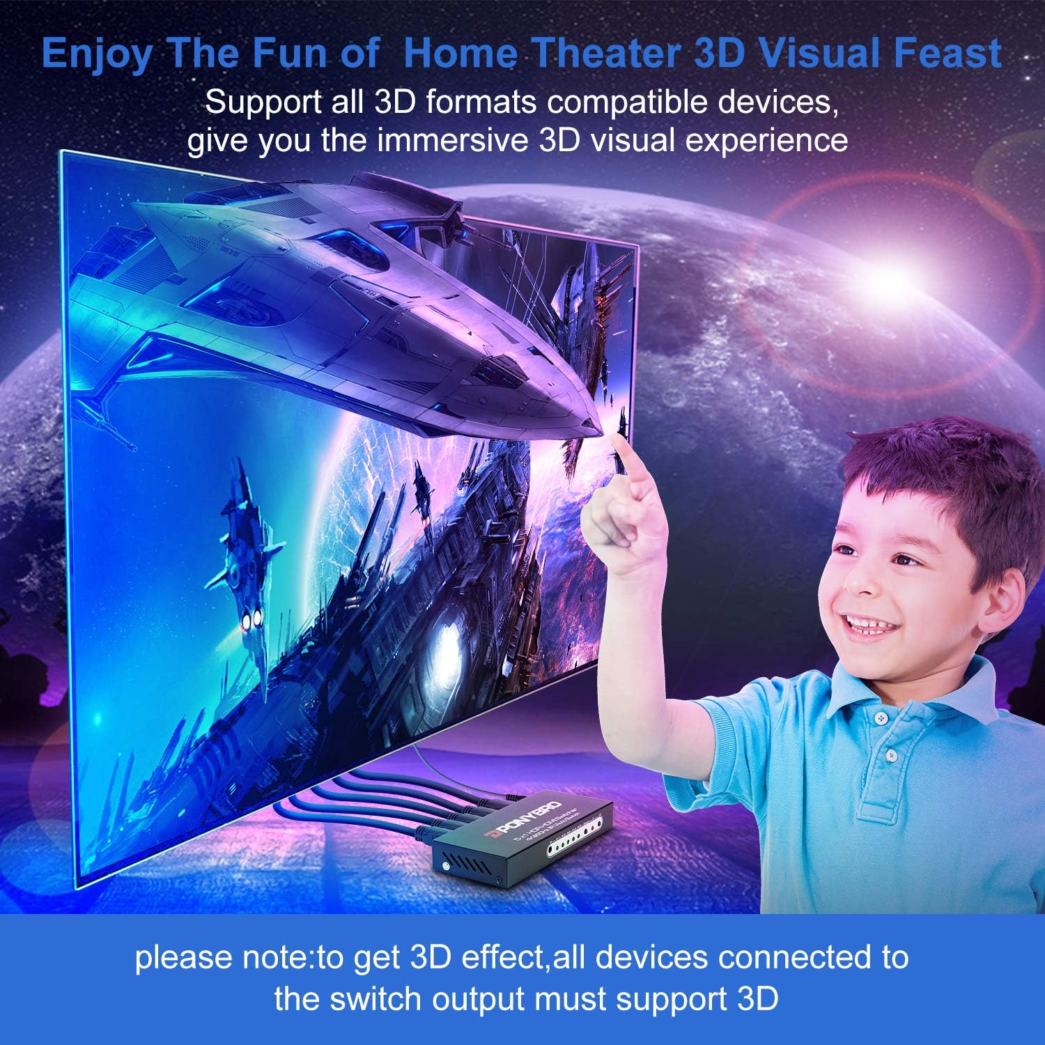 HDMI 2.0 Switch 5 Port 4K@60Hz Auto-Switching – 5 in 1 Out with Remote, HDR10, 3D, Ultra HD for PS5/Xbox/PC/Fire TV, Zero Delay