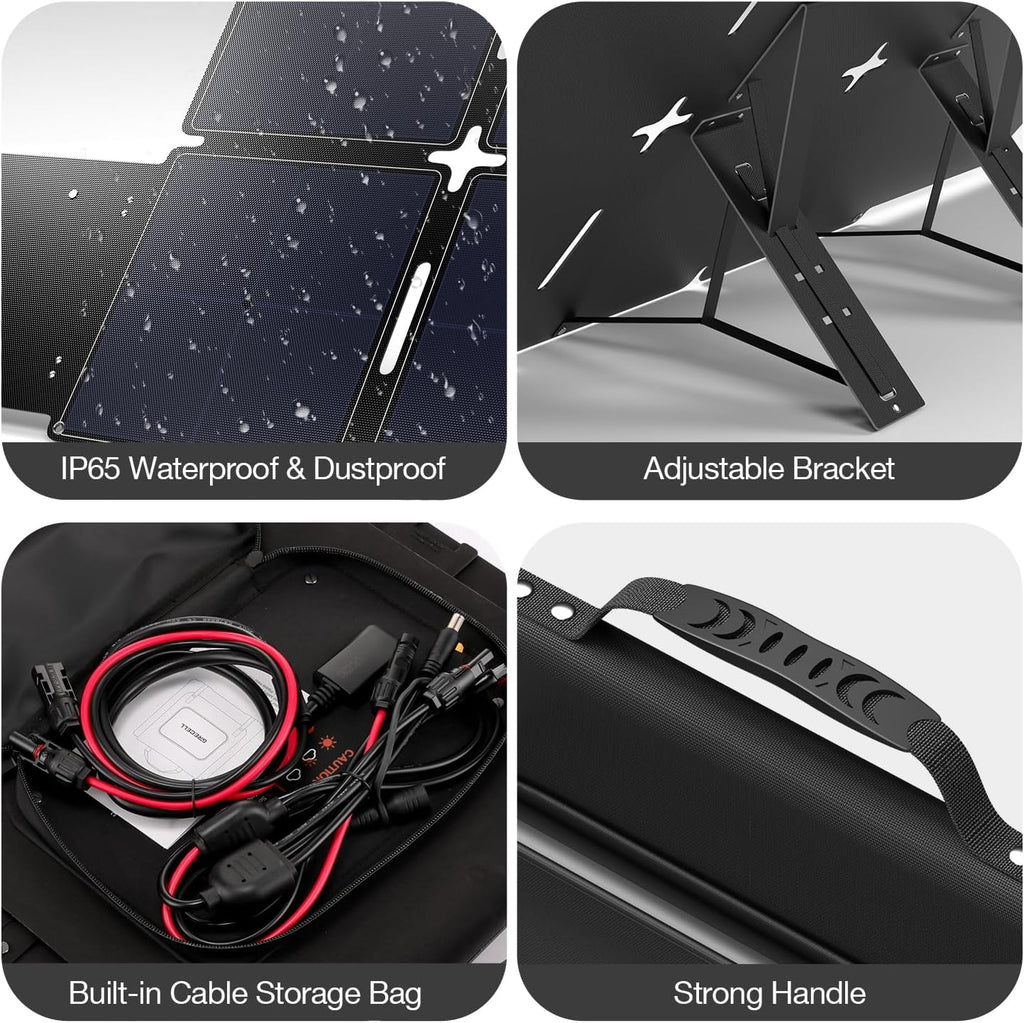 GRECELL 240W Portable Solar Panel for Power Station, Ultra Light Foldable Solar Panel Kit, 25% High Efficiency, IP65 Waterproof, Solar Charger for Outdoor Camping RV Boat Home Backup Power, Off-Grid