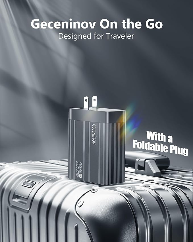 100W USB C Charger Block,4 Ports,Type C GaN Fast Block,Foldable Travel Plug Power Adapter for iPhone iPad Samsung Laptop,Tablets MacBook Pro Charger Replace for 65W 45W