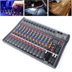 Pro 12 Channels Live Audio Mixer Bluetooth USB DJ Sound Mixing Console with 3 Stage Equalization Regulate 6 Modes Of Music for Family Ktv,Campus Speech,Meeting
