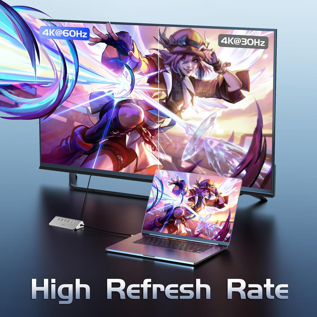 USB C Hub Ethernet, 10Gbps USB Docking Station 10-in-1 with 4K@60Hz HDMI, USB C and 2 USB A 3.2 Data, LAN, 2 USB A 2.0, PD 100W, SD/TF Ports, 3.28FT Powered USB Hub for Laptop, PC, iPhone 16/15, Mac