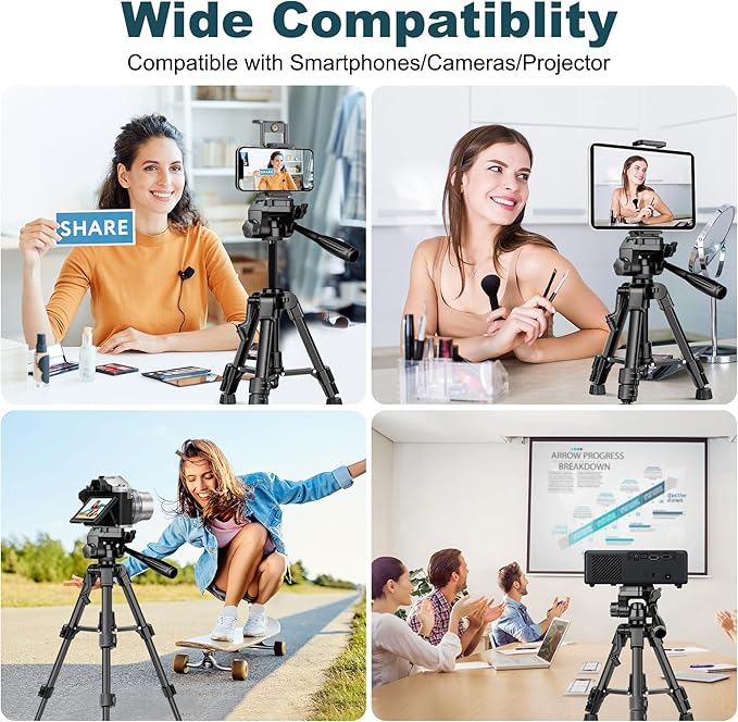 JOILCAN Mini Tripod for Camera, 25" Tabletop Camera Tripod, Portable Travel Tripod w/Phone & Tablet Holder, Lightweight Aluminum Tripods for DSLR Phone